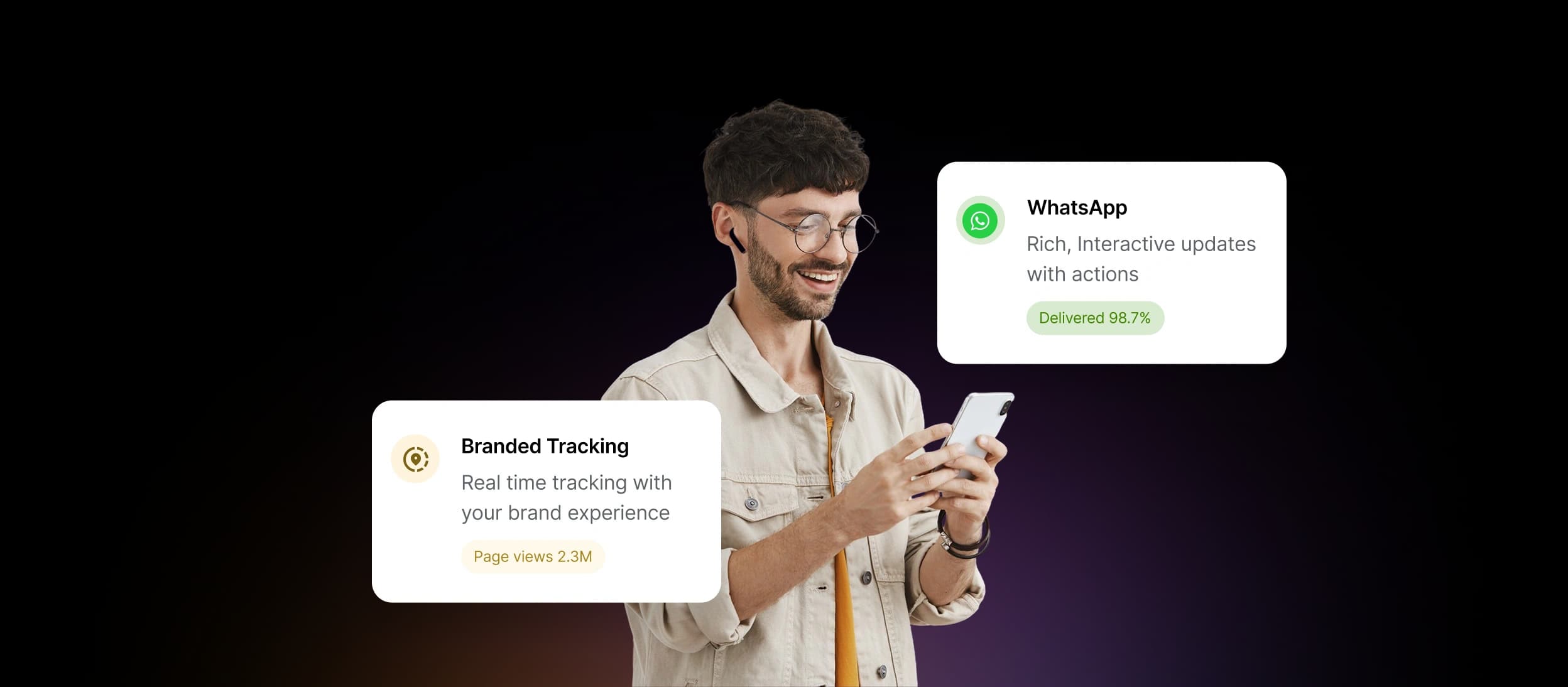 Customer engaging with branded post-purchase experience