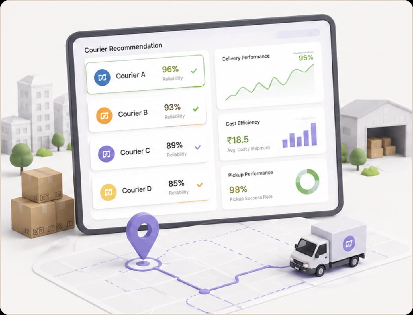 Courier recommendation scoring dashboard